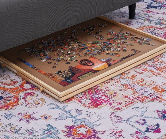 Portable Drawer Wooden Puzzle Table